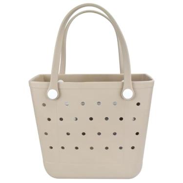 Imagem de Addoklm Bolsa de praia de borracha extra grande leve pequena para academia, impermeável, bolsa aberta média para esportes na piscina, M - bétula amêndoa, Medium