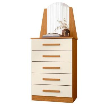 Imagem de Cômoda Para Quarto Com Penteadeira Laris A02 Off/Cinamomo - Mpozenato,