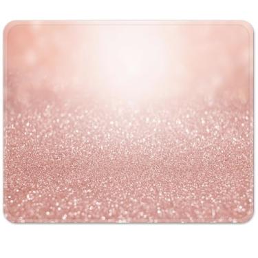 Imagem de Semtomn Mouse pad quadrado ouro rosa 24 cm x 20 cm, rosa para notebooks, computadores desktop, material de escritório com base de borracha antiderrapante para jogos, trabalho, estudo