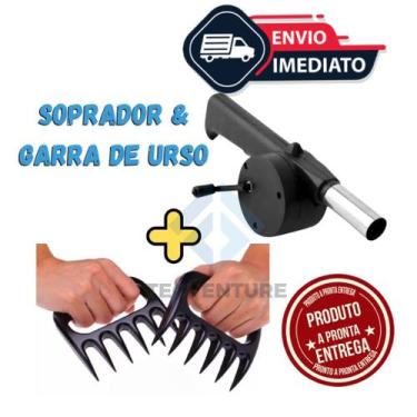 Imagem de Kit Churrasco: Garra de Urso + Soprador de Brasa  Praticidade e Potênc