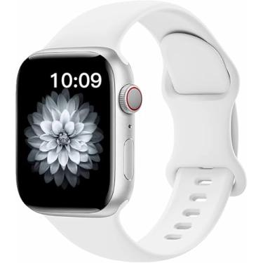 Imagem de Pulseiras de silicone compatíveis com Apple Watch séries 10, 9, 8, 7, 6, 5, 4, 3, 2 e 6 de 40 mm, 41 mm, 38 mm, 45 mm, 46 mm, 49 mm, 40 mm, 41 mm, 38 mm, 45 mm, 46 mm, ultra