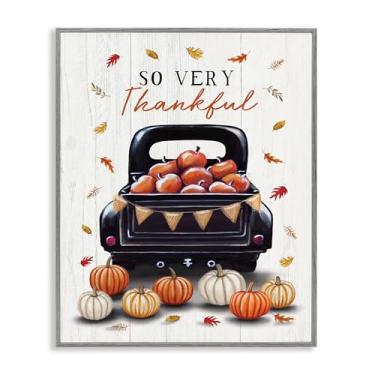 Imagem de Stupell Industries Arte Giclée emoldurada cinza outonal So Very Thankful, design de Elizabeth Tyndall, 40 x 50 cm