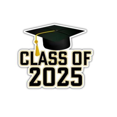 Imagem de Adesivo de vinil de boné de formatura Class of 2025, 10 x 9 cm, decalque impermeável para laptop, carro, notebook, garrafas de água, caminhões, telefone