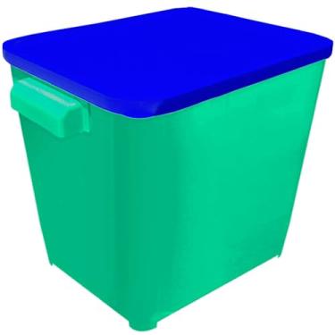 Imagem de Caixa Porta Ração Container de Plástico com Tampa, Verde e Azul, Grande Capacidade para Armazenamento 6KG Furacao