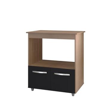 Imagem de Balcão Angela Multiuso Forno E Microondas Compacto Cor Savana Black