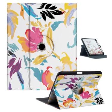 Imagem de Capa giratória para iPad Air 5ª/4ª geração (2022/2020), capa para iPad Air 5/4 com suporte para lápis, flor colorida