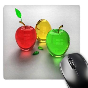 Imagem de 3dRose Mouse pad LLC 20 x 20 x 0,63 cm, maçãs de vidro em vermelho, amarelo e verde (mp_98432_1)