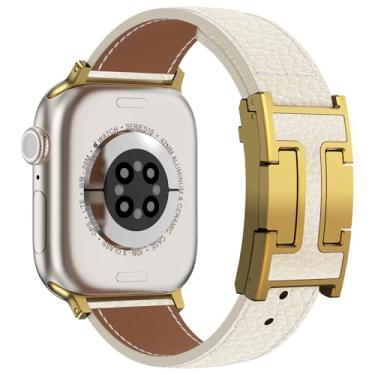 Imagem de CHANCHY Pulseira magnética de couro compatível com Apple Watch Ultra SE séries 10/9/8/7/6/5/4/3/2/1 de 40 mm, 38 mm, 41 mm, 42 mm, 45 mm, 46 mm, 40 mm, 38 mm, 41 mm, 44 mm, 45 mm e 46 mm