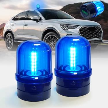 Imagem de ELLUMIN Luz intermitente rotativa de 15 cm, farol giratório de LED azul com base magnética para veículos, empilhadeiras, tratores, carrinhos de golfe, UTV, carro, ônibus e boate, bar para festas (azul
