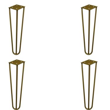 Imagem de Kit 4 Pés De Metal 25 Cm Hairpin Legs Rack E Puffs Dourado