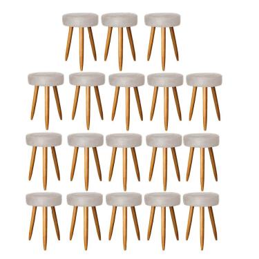Imagem de Kit 18 Banqueta Alta Julia 50Cm Bar Cozinha Bistrô Pé Palito Rústico Suede Bege