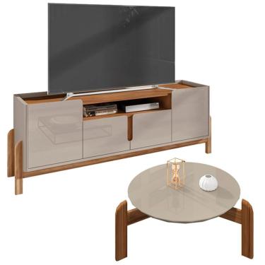 Imagem de Mesa De Centro 006008 E Rack Para Tv 011080 Off White Cedro Dcasa Off White Cedro