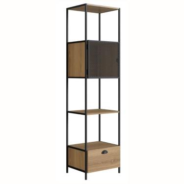 Imagem de Estante Industrial York Artesano 90 Cm (Largura) Em Mdp Hanover Uma Porta Aço Preto