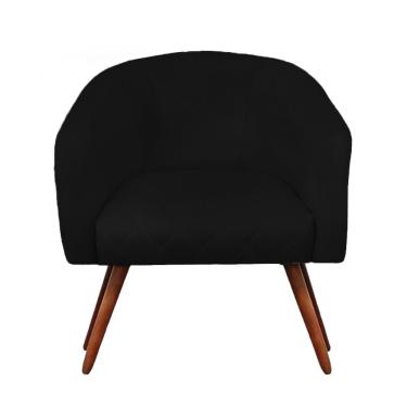 Imagem de Poltrona Bianca Com Tressê Suede Pés Palito Castanho - D'rossi Cor Preto