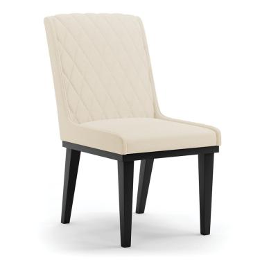 Imagem de Cadeira Sala De Jantar Base Madeira Preto Sofia Linho D03 - D'rossi Cor Bege