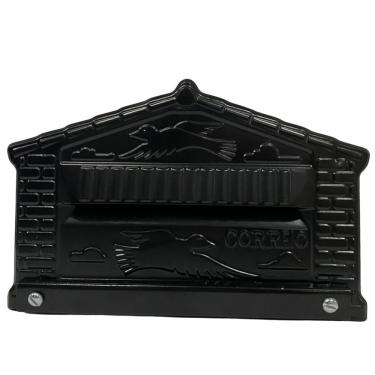Imagem de Caixa De Correios Pombinho Preta De Grade Grande 20x25x12cm Preto