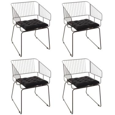 Imagem de Conjunto Com 4 Cadeiras Para Sala De Estar Texas Aço Corten/preto