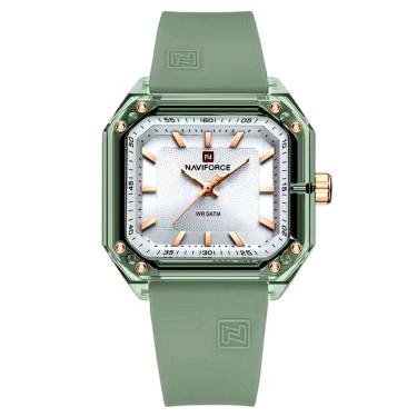 Imagem de Relógio Feminino Pulseira De Silicone Classico Quadrado Elegante Impermeável 50m Verde Sublime