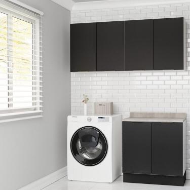 Imagem de Lavanderia Modulada 3 Peças 2 Armários Aéreos 1 Balcão 2 Portas Ipanema Cabecasa Madeiramadeira Grafite Trama