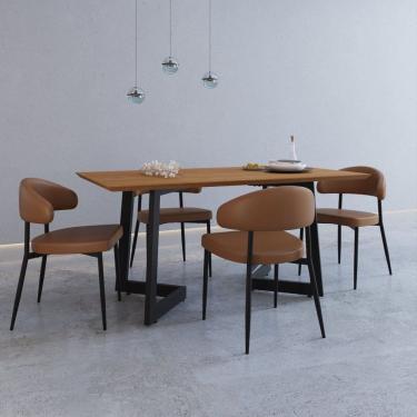 Imagem de Mesa de Jantar com 4 Cadeiras Bless Toronto Caramelo/Mel/Preto