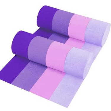 Imagem de UNIIDECO Rolos Em 4 Cores Gradiente Roxo Festa Serpentina De Papel Crepom, Pedaços 82 Pés Streamets Decorações Suprimentos Para Sereia Sob O Mar Oceano Aniversário Chá Bebê Formatura