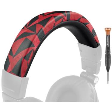Imagem de SOULWIT Capa De Couro Proteico Para Faixa Cabeça Fones Ouvido Audio Technica Ath M50, M50X, M50Xwh, M50Xbt, M50Xbt2, M50S/Le, Peça Reposição Almofada (Red Storm)