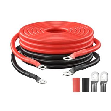 Imagem de Bateria Power Cabo De 4 Awg 5 Pés, 600 V, 392 °F, Inversor Cobre Estanhado Com Terminais 3/8 Pol. Em Ambas As Extremidades, Fio Alimentação Para Automóveis, Energia Solar, Marinha, Barcos, Trailers