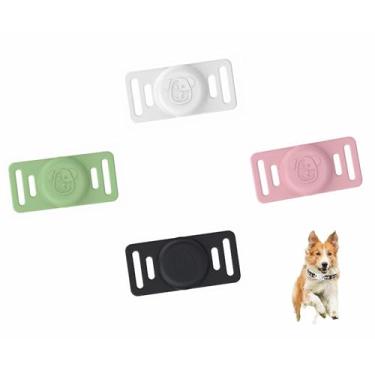 Imagem de KEPHCRL Pacote Com 4 Suportes Para Coleira De Cachorro Airtag, Capa Protetora Silicone À Prova D'Água Rastreador Apple Air Tag, Acessório Gps, Suporte Gatos Estimação Resistente A Arranhões E Rastre