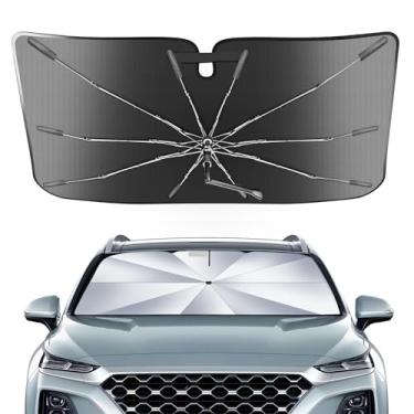 Imagem de Guarda-sol portátil para para-brisas personalizado adequado para Hyundai Santa Fe 2019-2023, guarda-chuva de sombra compacto durável de cristal de gelo 2 em 1 UPF50+ proteção de isolamento térmico de