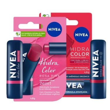 Imagem de KIT Hidratante Labial Hidra Color Rosa Pink 4,8g + Hidra Color Vermelh