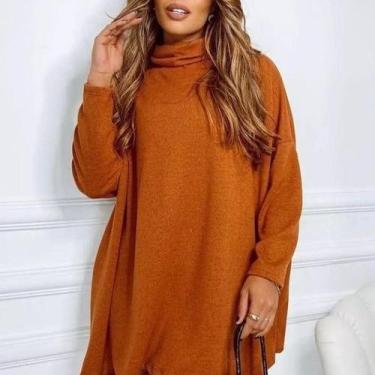 Imagem de Vestido Feminino Mini Veste Gola Alta Manga Longa Malha Lanzinha Moda 