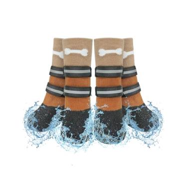 Imagem de SCENEREAL Botas antiderrapantes para cães, sapatos de cachorro para pavimento quente/frio, botas de cachorro impermeáveis para piso de madeira, protetores de pata de chuva para cães idosos pequenos