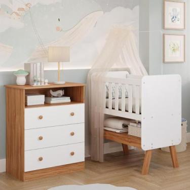 Imagem de Quarto de Bebê Completo Mini Berço Faura Gaveteiro Smim 100% MDF, Amen