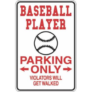 Imagem de StickerPirate Beisebol Player Parking Only 20,3 cm x 30,4 cm Placa de metal de alumínio S247