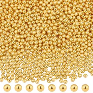 Imagem de OLYCRAFT 2400 peças de contas de pérolas douradas de 4 mm, sem furos, contas de plástico ABS, pérolas soltas, material de enchimento de resina para artesanato em resina, arte de unhas, maquiagem, fabricação de joias e casamento