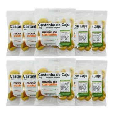 Imagem de Kit Castanha de Caju Torrada Salgada 10x30g  Mania de Castanha