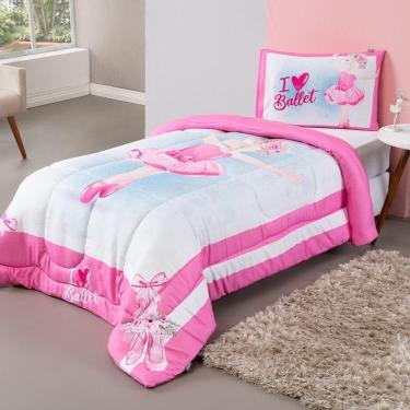 Imagem de Kit Edredom Plush Fofinho Infantil Dupla Face Dream 2 Peças Solteiro - Bailarina