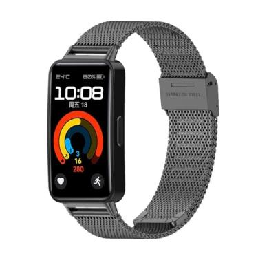 Imagem de HAOZHI Pulseira Compatível com Huawei Band 10 9 8,Bracelete Correia de Metal para Huawei Band 10,9,8 (Preto)