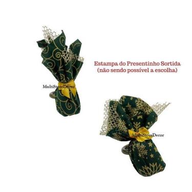 Imagem de KIT 04 Argola Porta Guardanapo Anel Presentinho Verde Natal Festa Cele