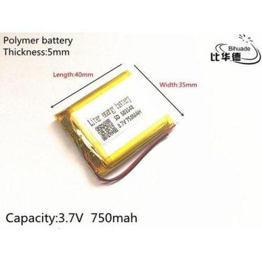Imagem de Bateria C/2 Fios  3,7v 750mah  5mm X 35mm X 40mm  Nova - bgb