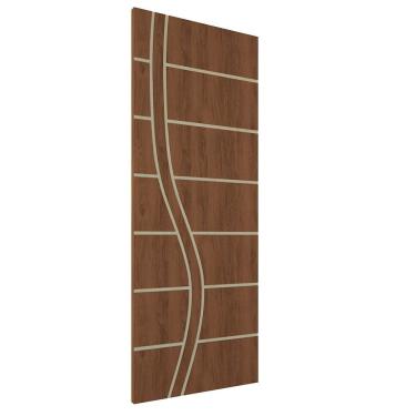 Imagem de Kit 2 Portas De Madeira Frisada U.v 210cm X 90cm - R70ss Imbuia