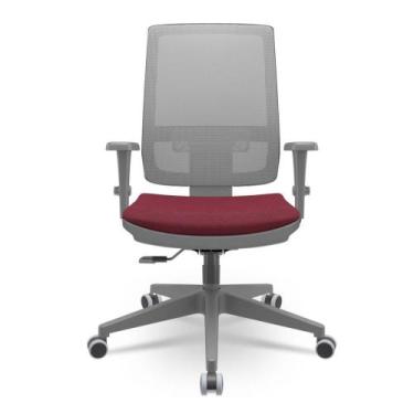 Imagem de Cadeira Brizza Diretor Grafite Tela Cinza Assento Poliester Vinho Base