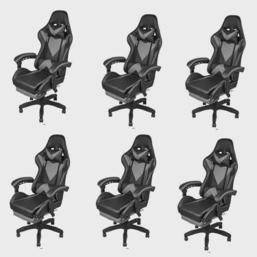 Imagem de Kit 6 Cadeira Gamer com Rodízios Pu Hawker 3315