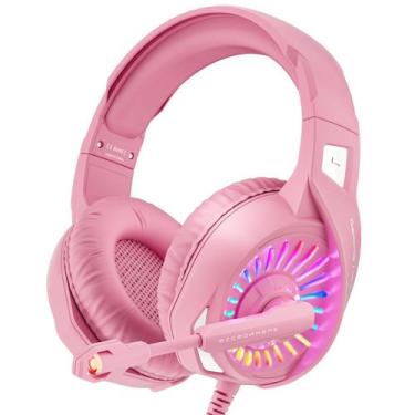 Imagem de Fone de ouvido para jogos ZIUMIER Z20 rosa com microfone para PS4 PS5 