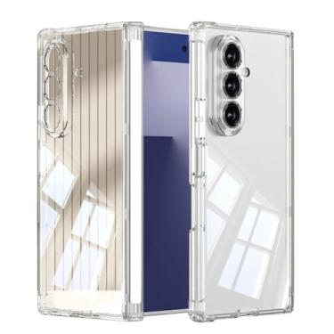 Imagem de POYUFRG Capa fina para Samsung Galaxy Z Fold 7, capa de telefone HD transparente antiamarelamento com capa de proteção de dobradiça de lente com tudo incluído, branca, Z Fold 7