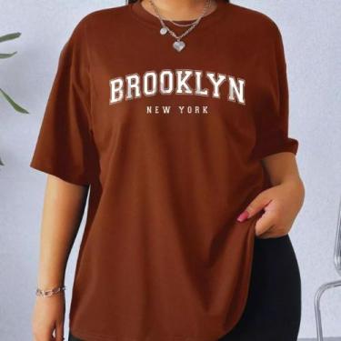 Imagem de Camiseta T-Shirt Feminina Brooklyn Moderna Streetwear Elegante 100% Al