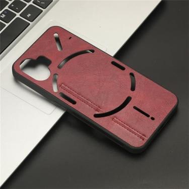 Imagem de Capa protetora para celular PU For Nothing Phone 2 Hard Case Capa protetora para celular, vermelha, For Nothing Phone 2