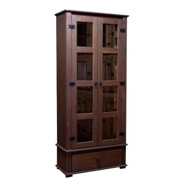 Imagem de Cristaleira 2 Portas Vidro Madeira Maciça Imbuia D106 Shop Jm