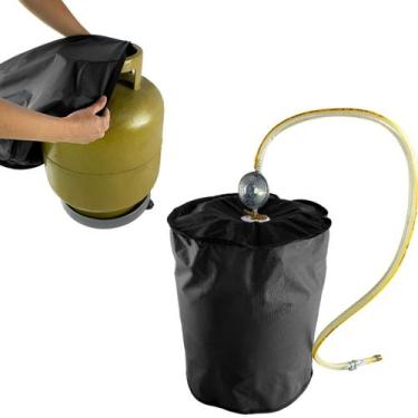 Imagem de Capa Protetora para Botijão de Gás 13Kg em Napa Preta - Embaladonaweb