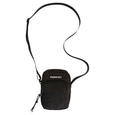 Imagem de Bolsa Farm Da Gema Puffer Preta Estampada Transversal Shoulder Bag De Lado